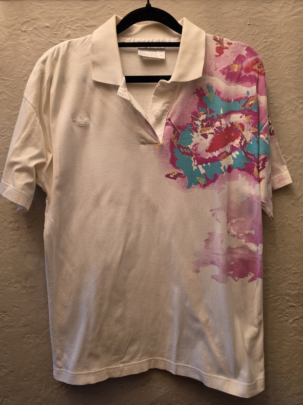 Vintage Adidas Trefoil Polo Shirt 80s/90s Abstract Graphic Made Thailand M